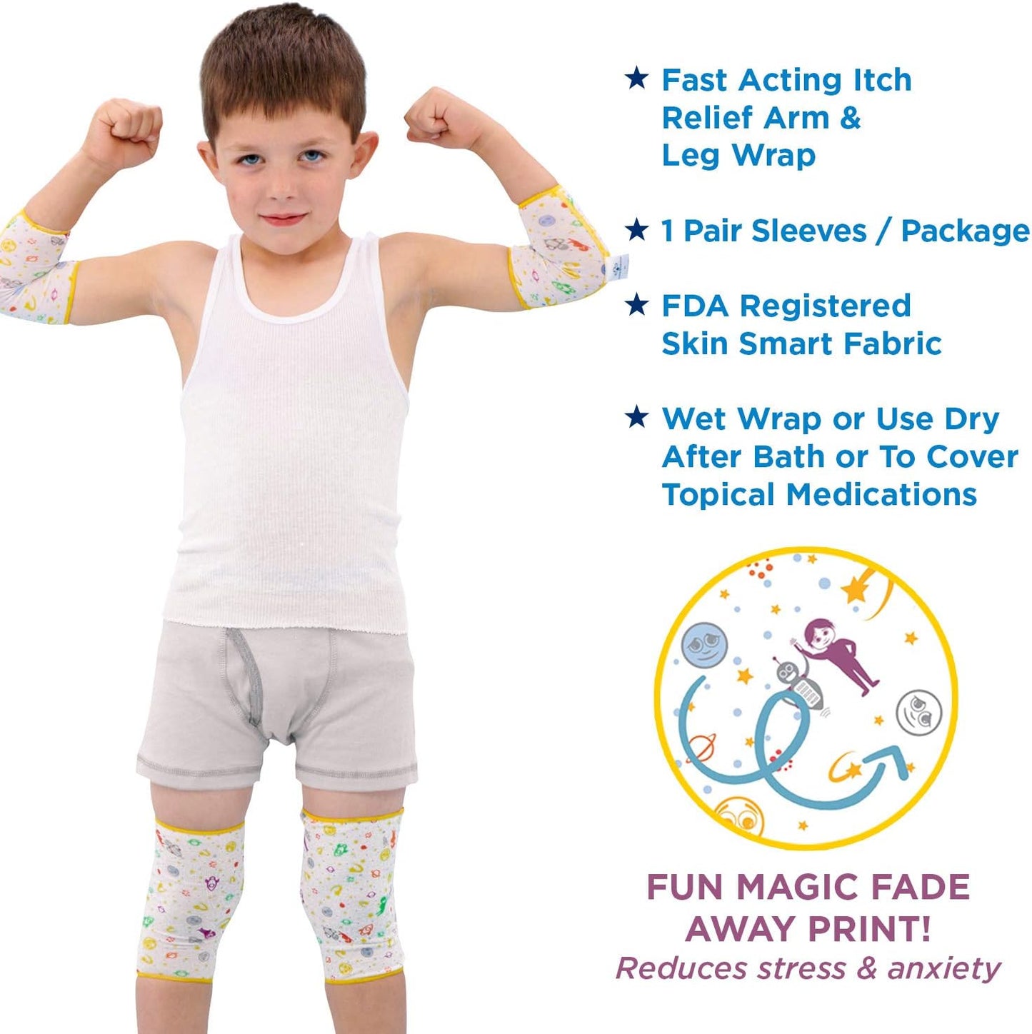 Eczema Arm or Leg Sleeves for Itch Relief and Wet Wrap Bandages for Baby & Kids
