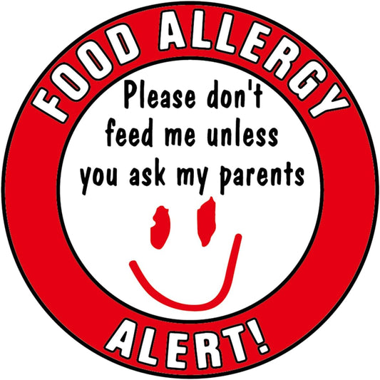 MeshaKippa 50pcs 50mm Children Food Allergen Warning Stickers for Kids with Baby Allergies Signs