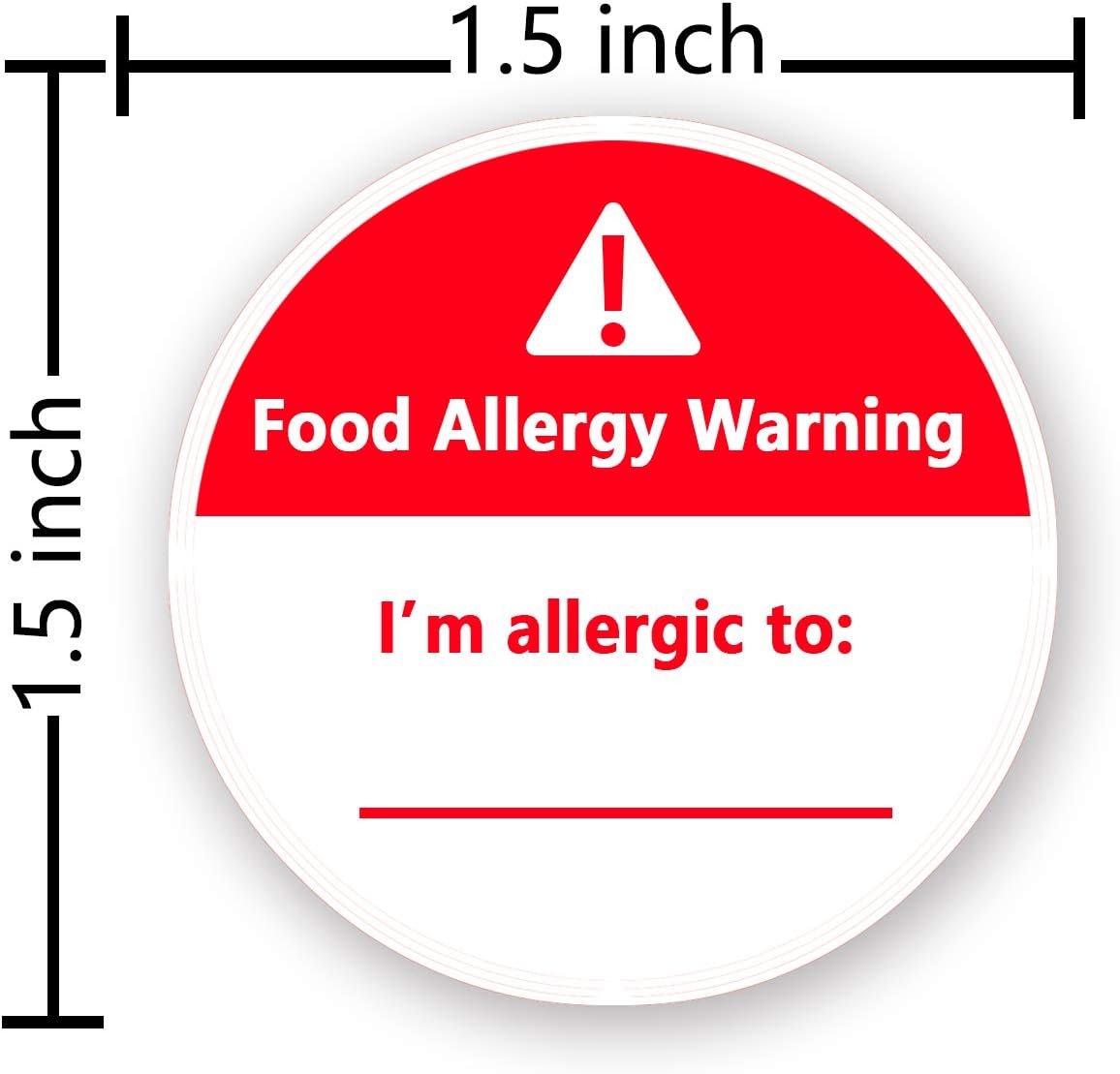 Allergies Stickers,Writable Allergy Labels,I'm Allergic to Stickers,1.5 Inch Total 500 Per Roll