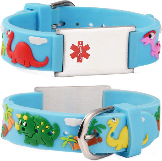 LinnaLove Medical Alert Bracelets Cartoon Emergency ID bracelets with Engraved