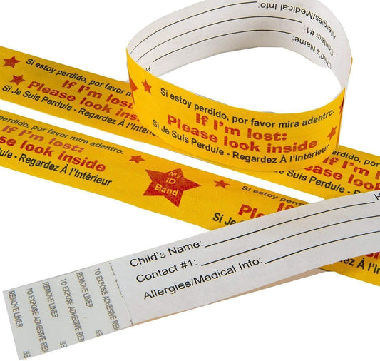 Children Safety ID Wristband Reusable Identification Bracelets Waterproof ID Band Safety Wristband for Boys and Girls, 6 Pack