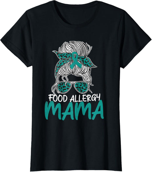 Womens Food Allergy Mama Awareness Month Support Teal Graphic T-Shirt